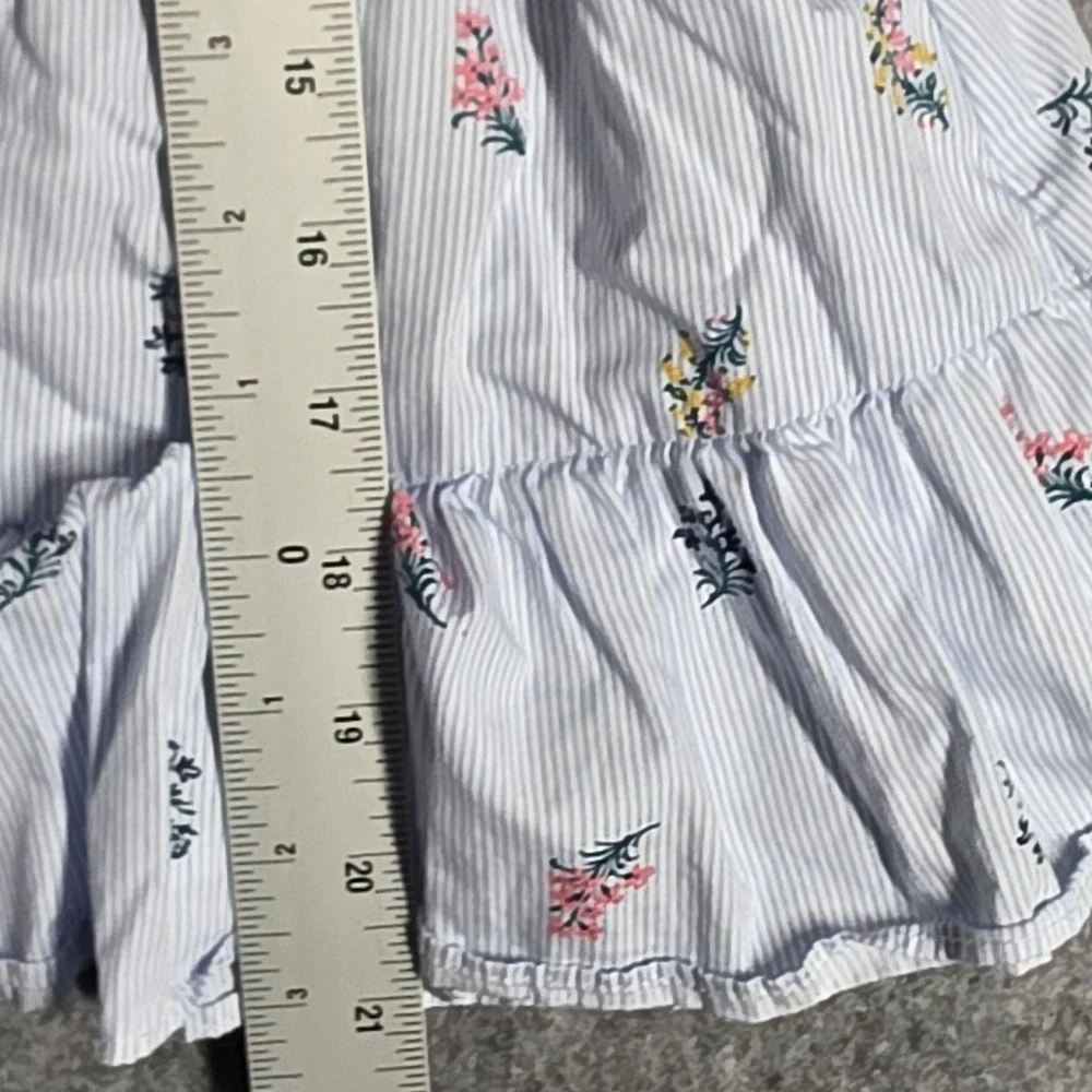 Janie & Jack Dress Girls 5 Blue White Striped Floral Smocked Ruffle Preppy Kids